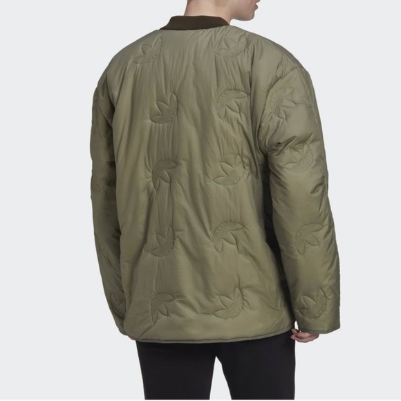 14) NWT ADIDAS Originals Trefoil Green Oversized Bomber Liner Jacket Size Small - Picture 6 of 16